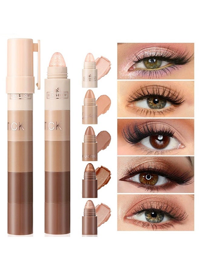 DIMSHOW Eye Shadow Stick-Multi Functional 4 Colors Shadow Stick and Highlighter Makeup 4 in 1 Long Lasting Eyeshadow Pencil - Image 1